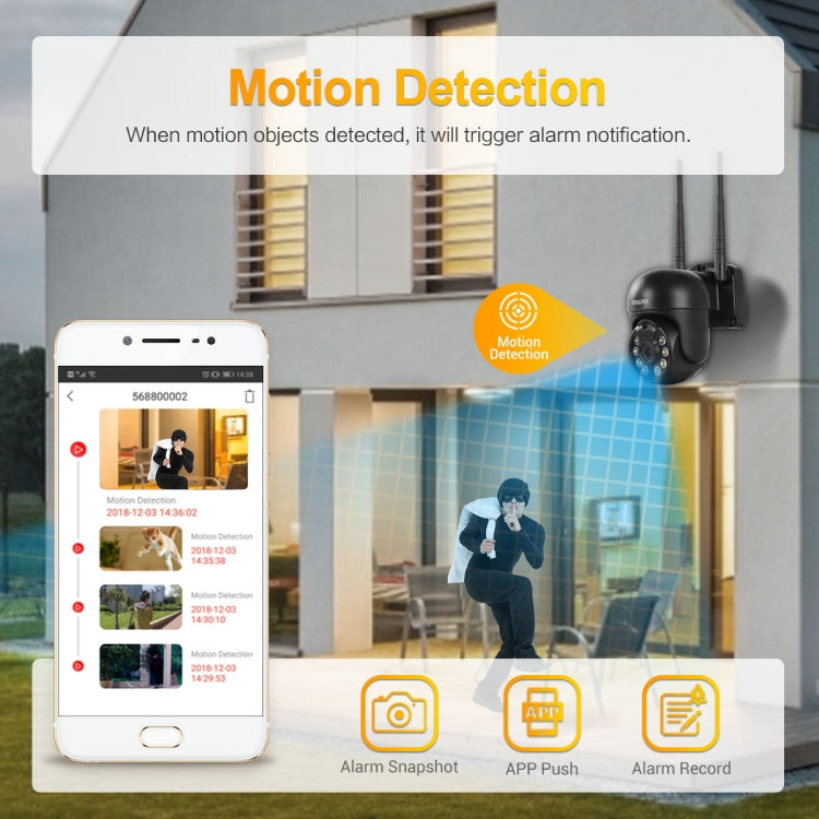 ESCAM WNK610 3.0 Million Pixels Wireless Dome IP Camera, Support Motion Detection & Two-way Audio & Full-color Night Vision & TF Card, EU Plug, WNK610 ESCAM WNK610 3.0 Million Pixels Wireless Dome IP Camera, Support Motion Detection & Two-way Audio & Full-color Night Vision & TF Card, EU Plug, WNK610